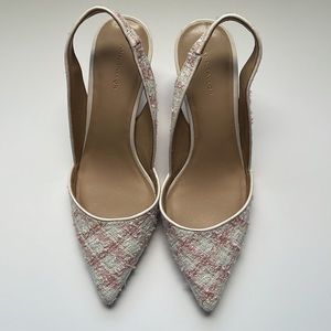 💜Ann Taylor SZ 7.5M pink/white/gold sling back heels💜
